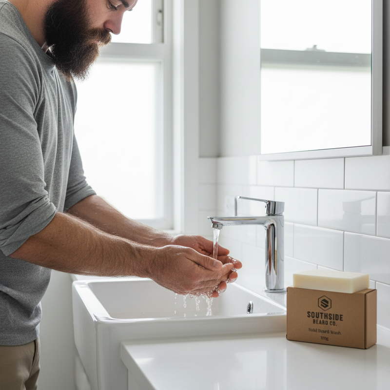 Step 1 - Wet the beard with product